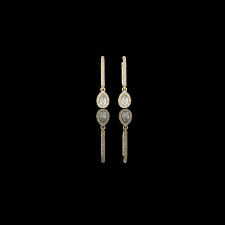 Bright Pear Cut Lab Diamond Drop Earrings Premium Halo Dangle Jewelry