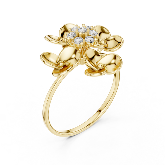 Floral Moissanite Cluster Ring with Sculpted Petal Design - view 2