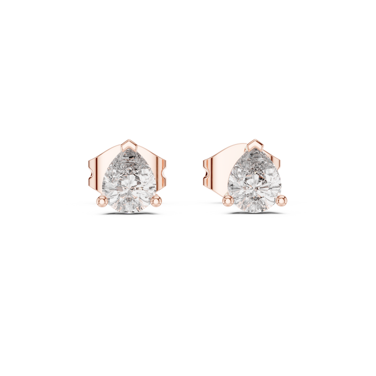 Pear Shaped Stud Earrings with Soft Contoured Setting - view 2