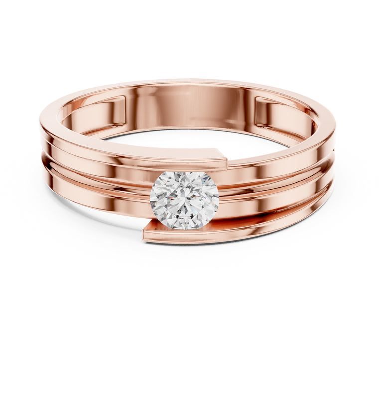 Round Cut Lab Grown Diamond Men's Tension Set Solitaire Ring - view 2