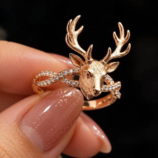 Animal-Inspired Statement Ring Collection – Deer, Puppy & Rabbit Designs with Sparkling Diamond Accents