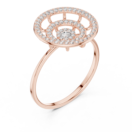 Multi Row Round Cut Lab Diamond Halo Engagement Ring - view 3