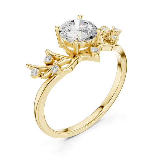 Round Cut Nature Inspired Moissanite Engagement Ring - view 2