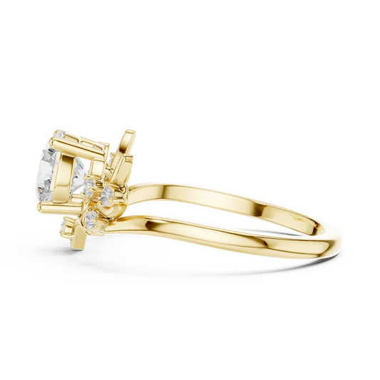 Round Cut Nature Inspired Moissanite Engagement Ring - view 4