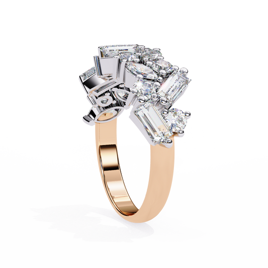 Mixed Cut Lab Diamond Pave Setting Wedding Band - view 4