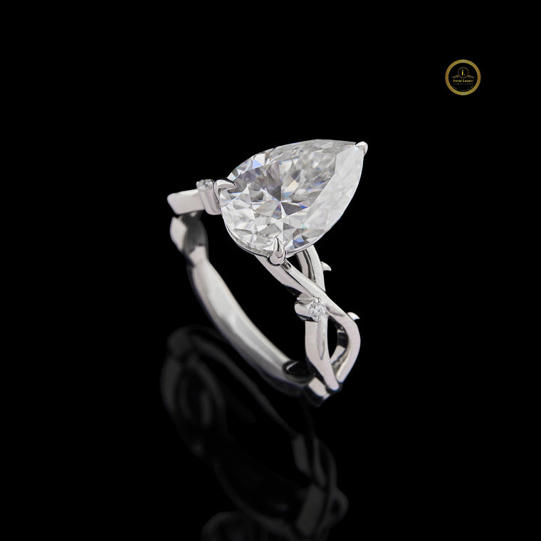 Nature Inspire Twisted Band Pear Cut Moissanite Ring - view 2