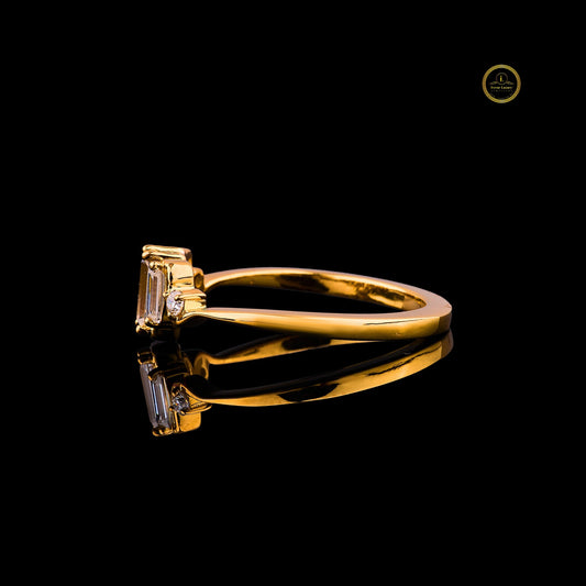Three Baguette Moissanite Wave Band Engagement Ring - view 3