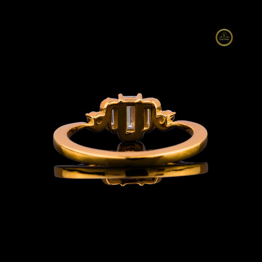 Three Baguette Lab Diamond Wave Band Engagement Ring - view 4