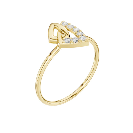 Triangle Pave Moissanite Interlocking Ring - view 4
