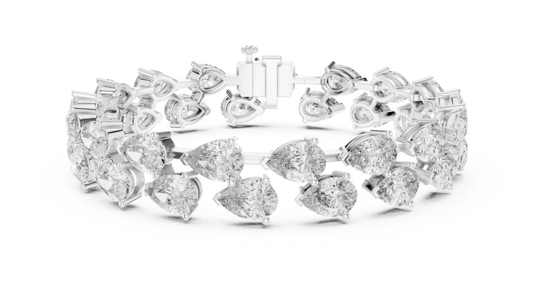 26.52 TCW Exquisite Moissanite Bracelet Featuring Double Row Pear Cut - view 3