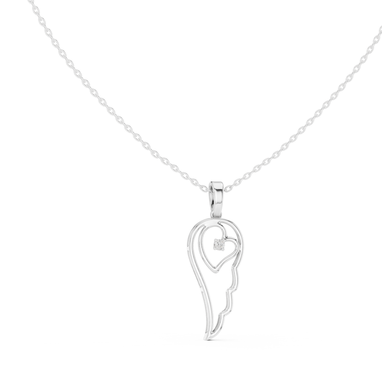 0.045 TCW Angel Wing Heart Moissanite Accent Pendant - view 3