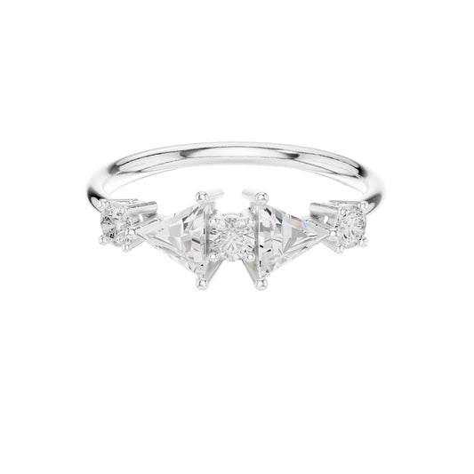 Round & Trillion Cut Moissanite Engagement Ring - view 3