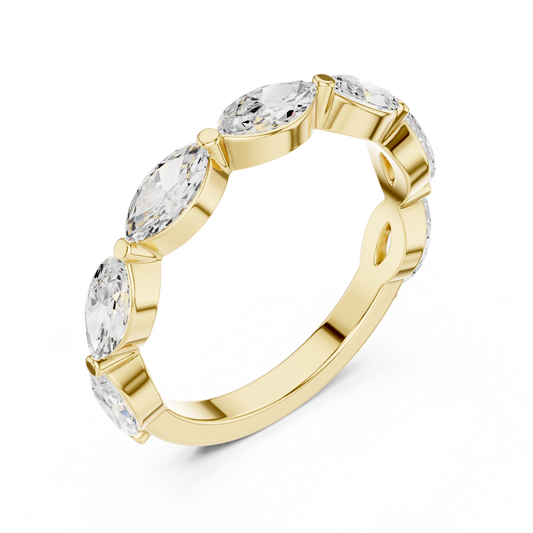 Minimal Marquise Cut Lab Diamond Wedding Band - view 4
