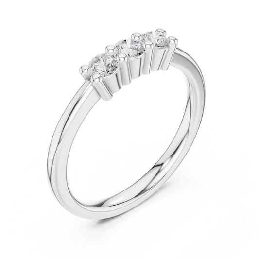 Round Brilliant Moissanite Three Stone Ring For Women - view 4