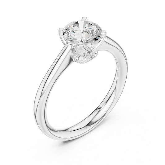 Round Cut Lab Diamond Solitaire Ring Four Prong Engagement Ring - view 4
