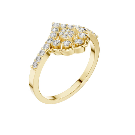 Floral Inspired Chevron Round Moissanite Engagement Ring - view 4