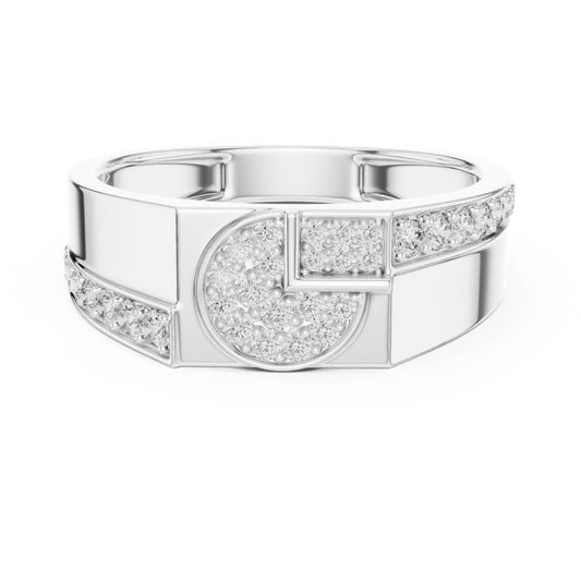 Round Cut Lab Grown Diamond Men's Split Circle Medallion Statement Band - view 3