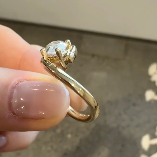 Marquise Cut Bypass Half Bezel Lab Diamond Ring - view 4
