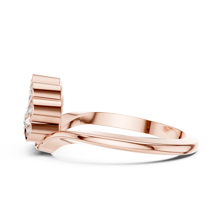 Art Deco Fan Ring with Bezel Set Round - view 2