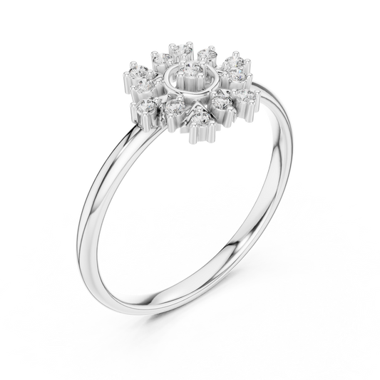 Round Moissanite Nature Inspired Cluster Ring - view 4