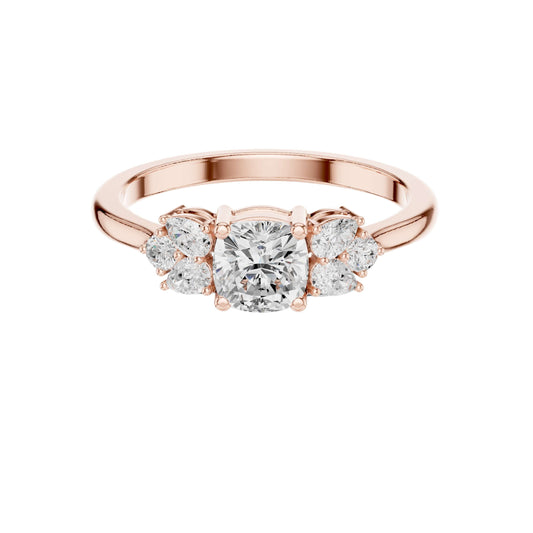 Floral Cluster Cushion Cut Lab Diamond Wedding Ring - view 2