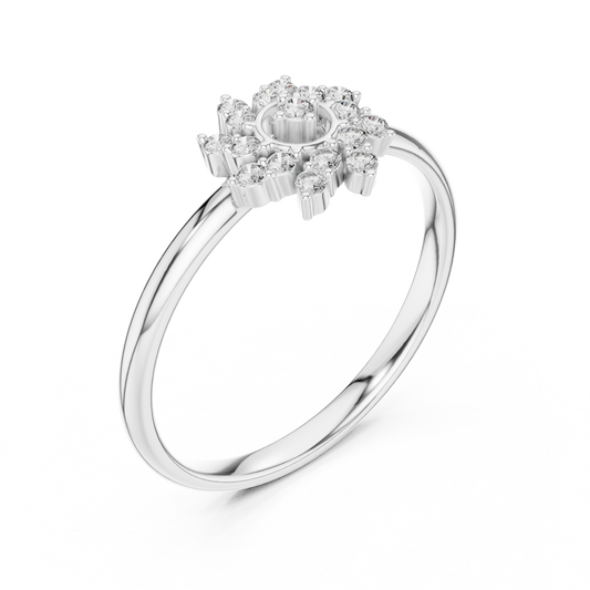 Floral Inspired Round Moissanite Halo Anniversary Ring - view 4