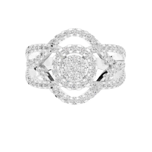 Halo Round Cut Moissanite Cluster Ring With Pave Setting - view 3
