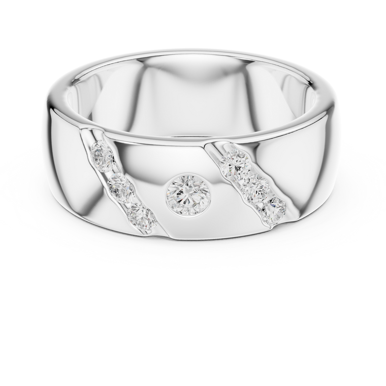 Round Cut Lab Grown Diamond Men's Swirl Channel Set Heavy Statement Ring - view 3