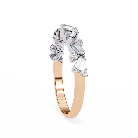 Geometric Baguette and Round Cut Lab Diamond Wedding Band - view 2