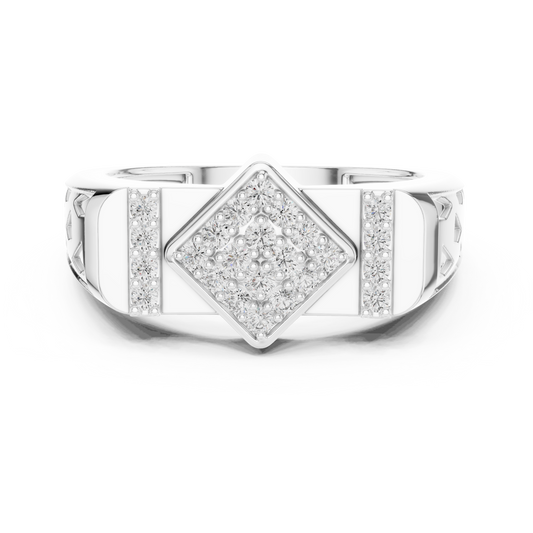 Round Cut Lab Grown Diamond Men's Vertical Pave Pillar Wedding Ring - view 3