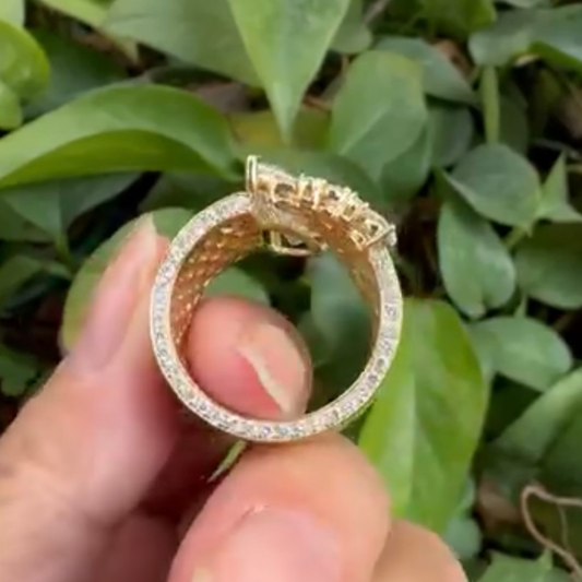 Nature Inspired Pear Cut Moissanite Open Anniversary Ring - view 3