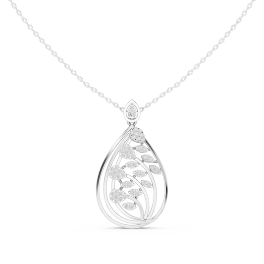 Teardrop Shape Leaf Inspire Round Pendant - view 3