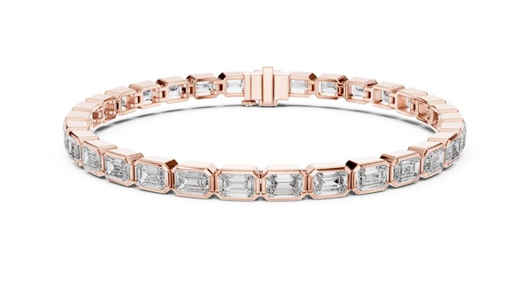 9.30 TCW Bezel Set Emerald Cut Moissanite Tennis Bracelet - view 2