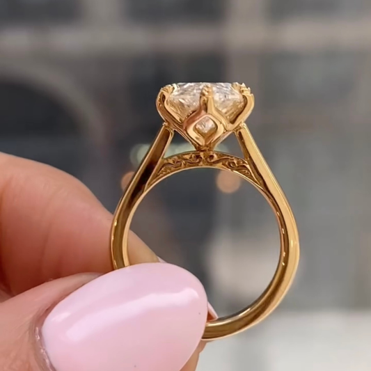 Marquise Cut Lab Diamond Cathedral Solitaire Engagement Ring - view 4