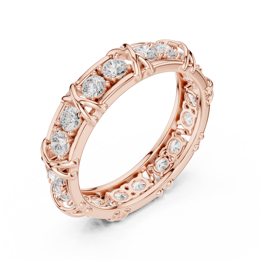 Round Cut Moissanite Men's Cross Station Shared Prong Ring - view 3