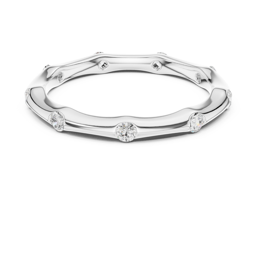 Round Bezel Lab Diamond Wavy Wedding Band - view 3