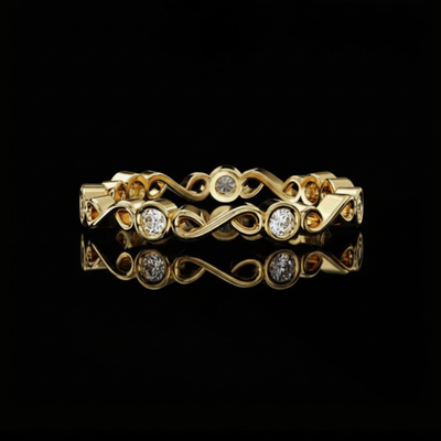 Infinity Bezel Set Round Lab Diamond Wedding Band Eternity Ring