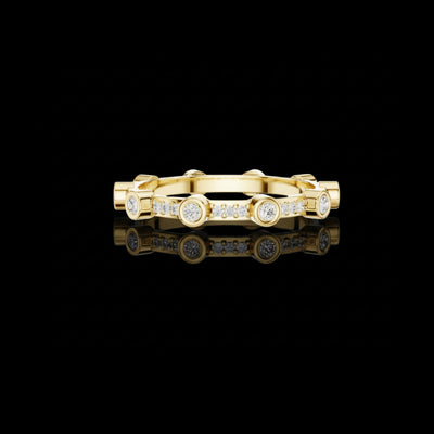 Round Bezel Set Lab Diamond Station Band Wedding Band