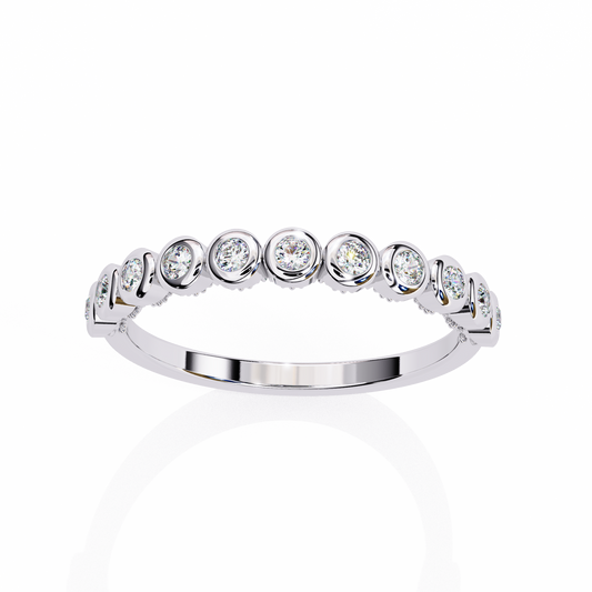 Round Cut Bezel Set Moissanite Eternity Stacking Band Ring - view 4
