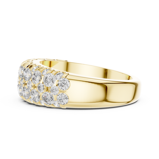 Triple Row Round Cut Moissanite Wedding Band Ring - view 2