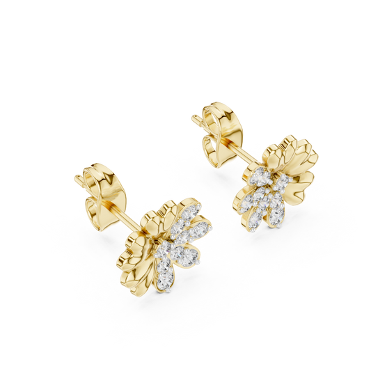 Floral Blossom Round Mixed Petal Stud Earrings - view 4