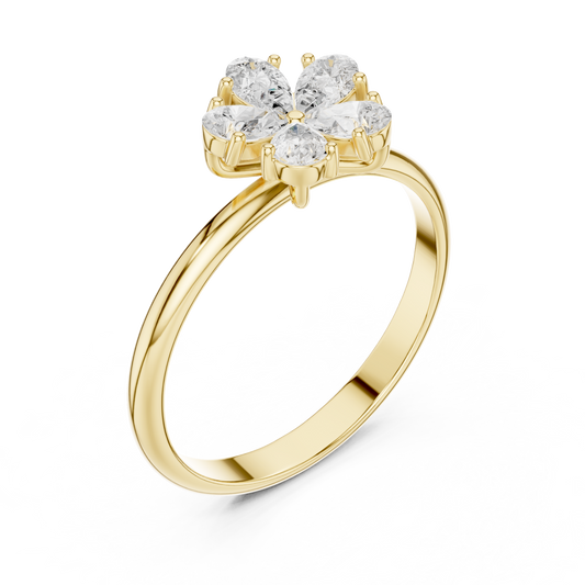 Pear Cut Flower Shape Moissanite Engagement Ring - view 4