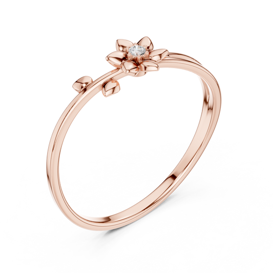 Minimalist Flower Ring with Round Moissanite - view 3