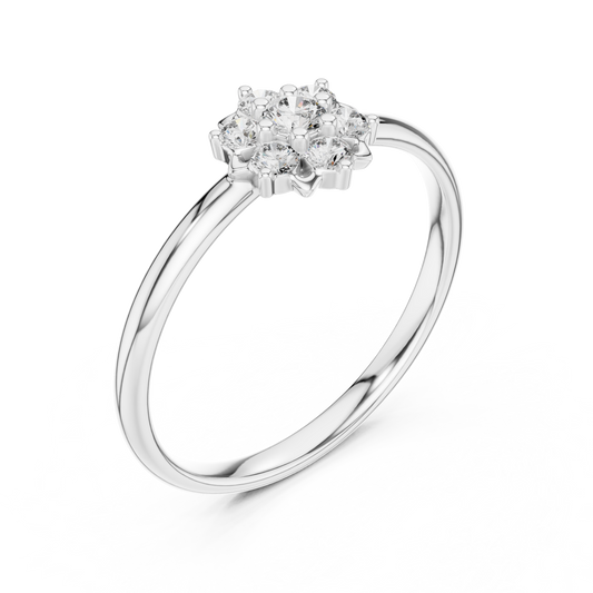 Floral Cluster Round Moissanite Engagement Ring - view 4
