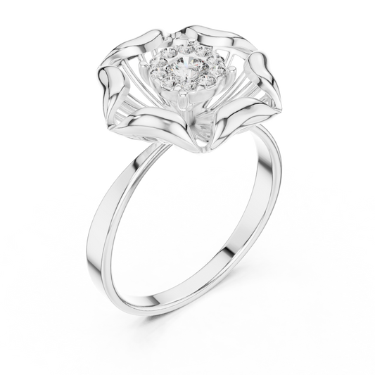 Floral Inspire Open Work Round Moissanite Engagement Ring - view 4