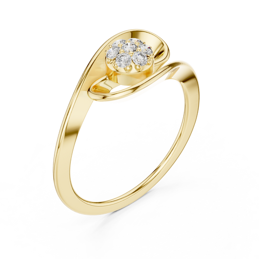 Round Moissanite Cluster Abstract Swirl Statement Ring - view 2