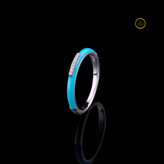 Sky Blue Lab Diamond Channel Set Band Ring - view 3