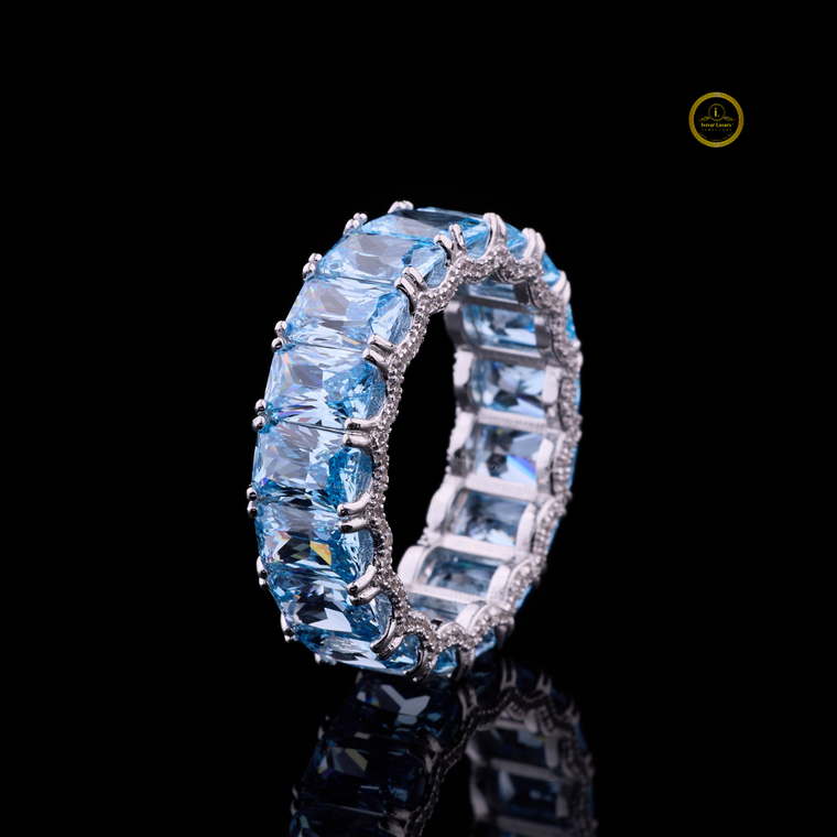 Full Sparkle Moissanite Radiant Cut Eternity Statement Band - view 2