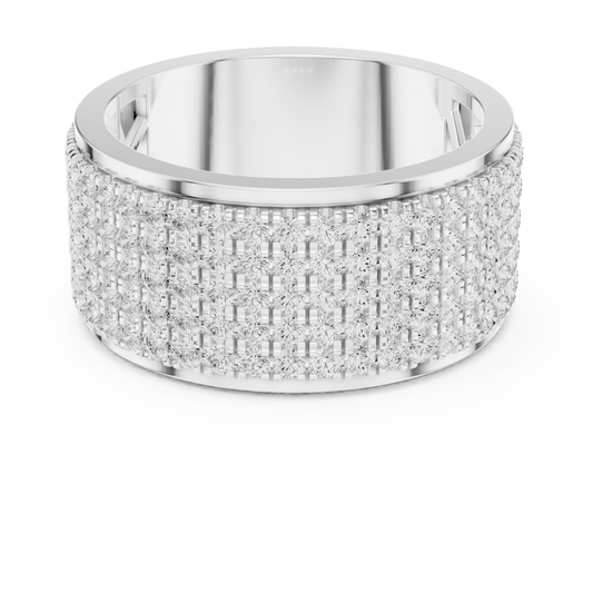Round Cut Men's Multi Row Grid Pave Iced Out Ring - view 3