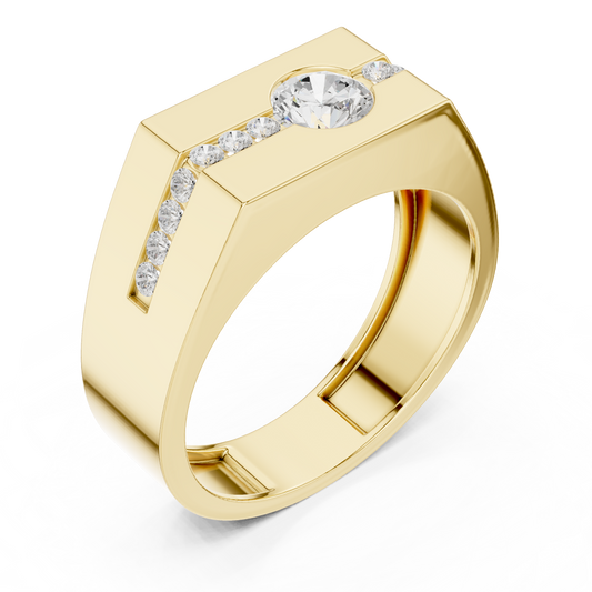 Round Cut Moissanite Men's Bezel Center Octagon Signet Ring - view 4